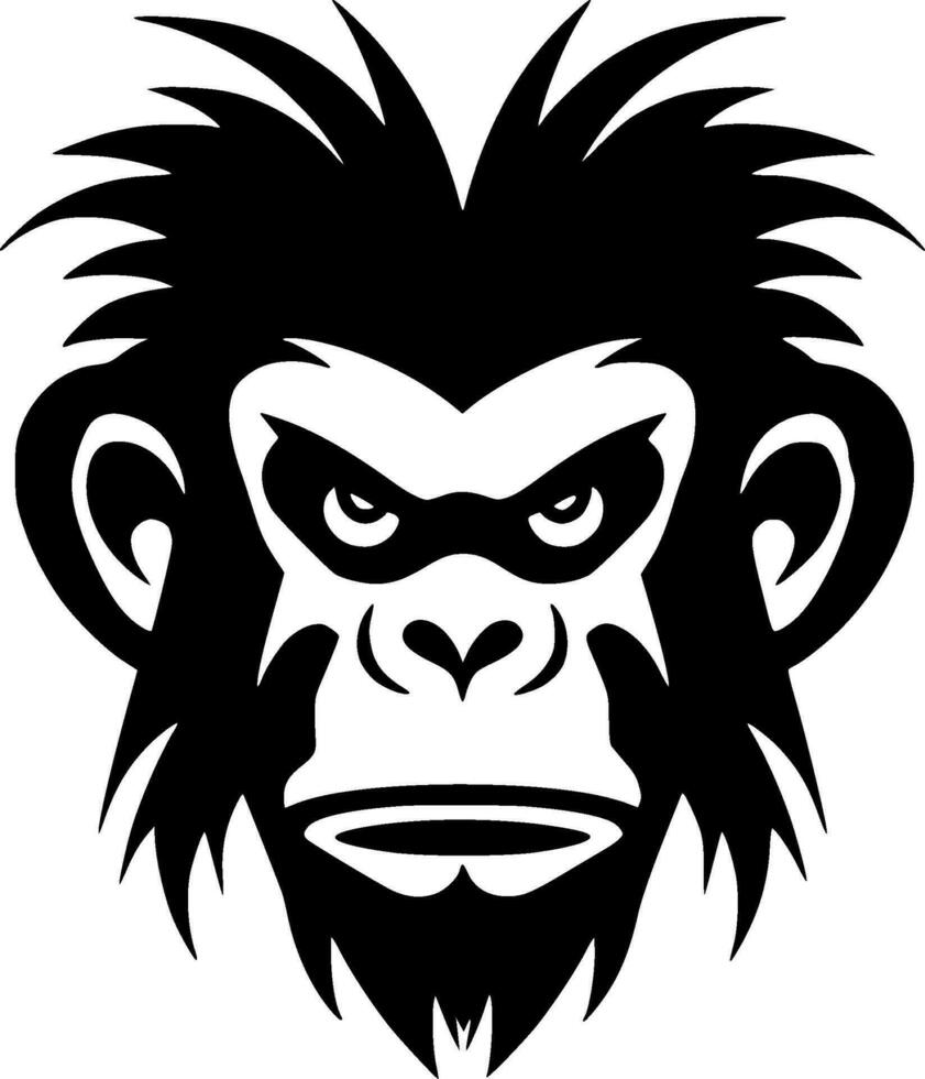 aap - zwart en wit geïsoleerd icoon - vector illustratie