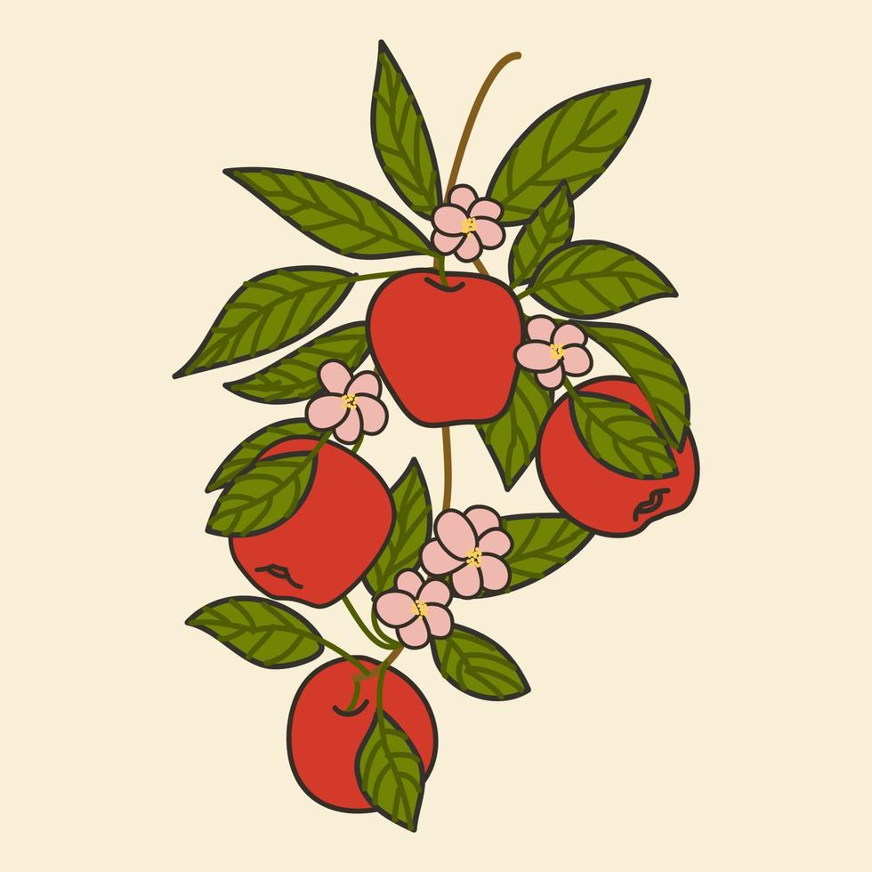 appel fruit illustratie vector in geïsoleerde pastel achtergrond