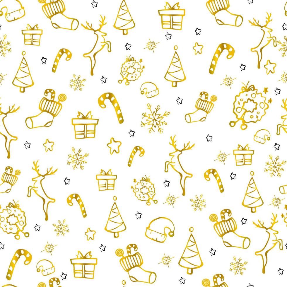 kerst naadloos schattig gouden patroon vector