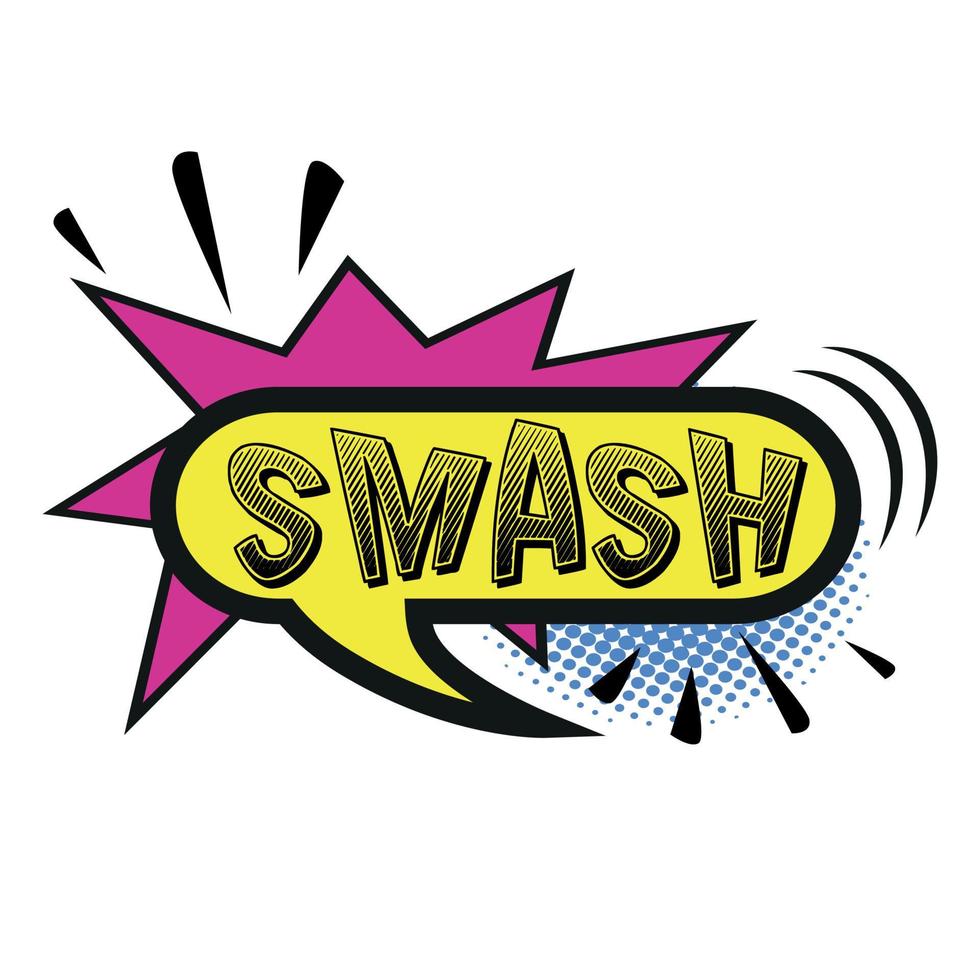 komische belettering smash op witte achtergrond - vector