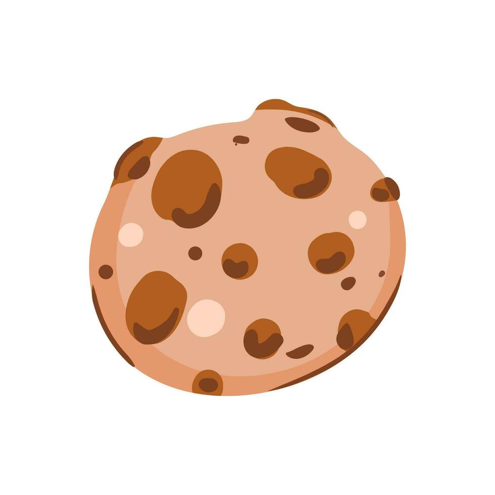 koekjes met chocola kruimels. een geïsoleerd koekje Aan een wit achtergrond. single koekje icoon vector