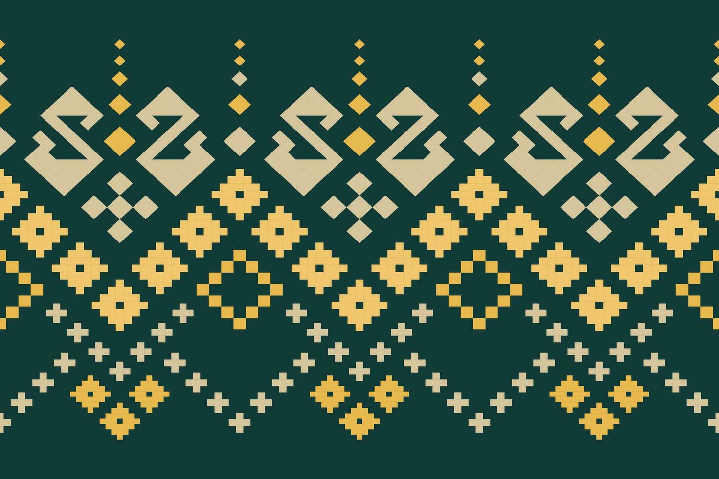 groen kruis steek kleurrijk meetkundig traditioneel etnisch patroon ikat naadloos patroon grens abstract ontwerp voor kleding stof afdrukken kleding jurk tapijt gordijnen en sarong aztec Afrikaanse Indisch Indonesisch vector