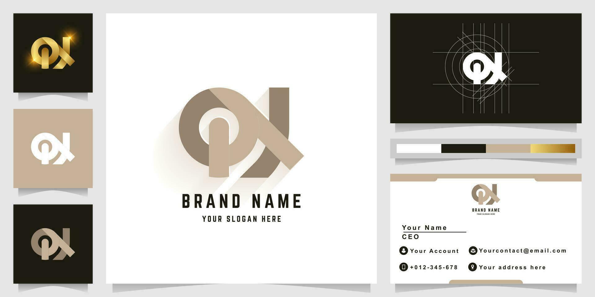 brief qx of qn monogram logo met bedrijf kaart ontwerp vector