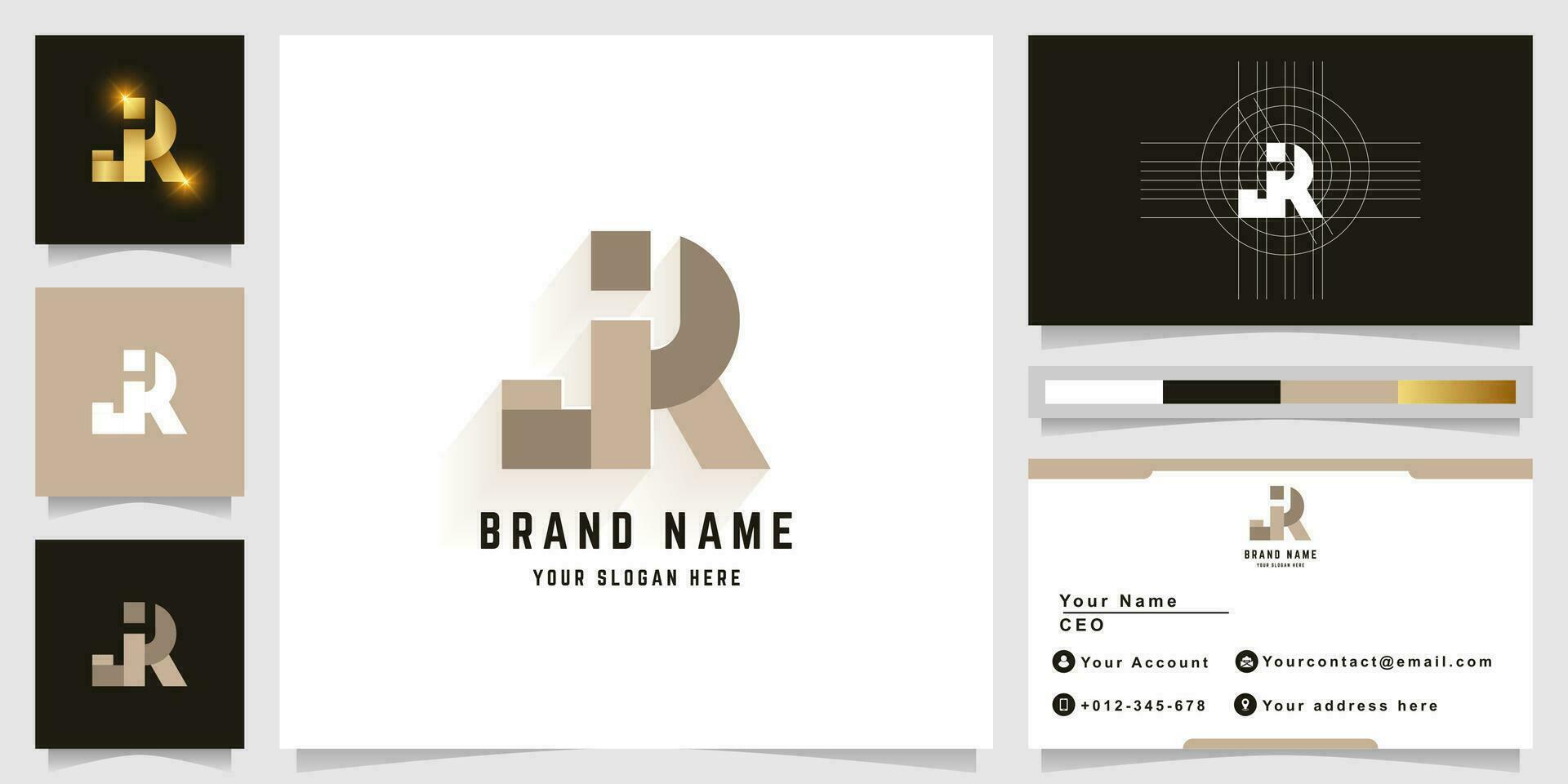 brief jr of jiro monogram logo met bedrijf kaart ontwerp vector