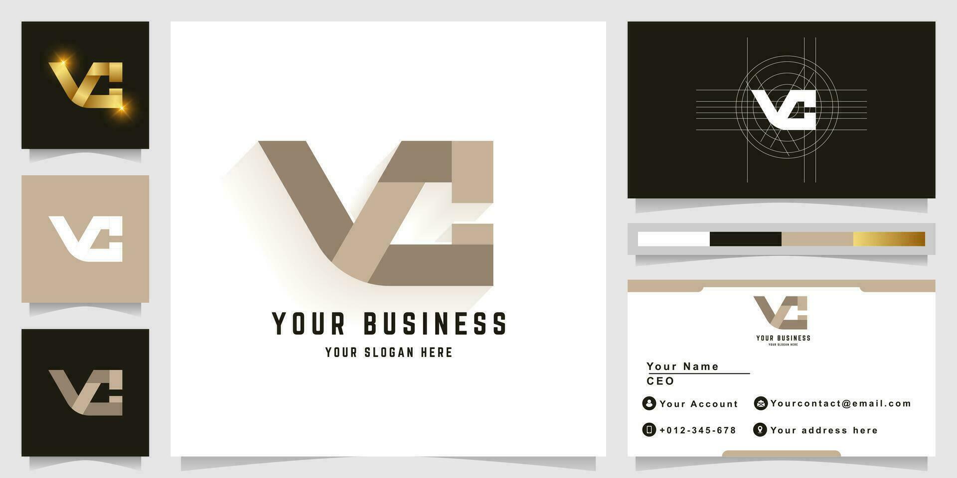 brief vc of yc monogram logo met bedrijf kaart ontwerp vector