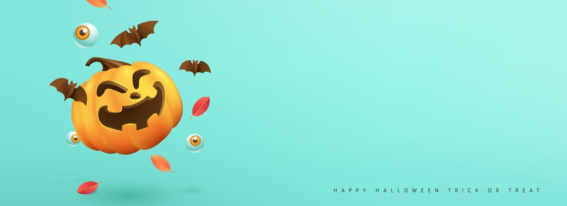 happy halloween banner of feestuitnodiging achtergrond met kopie ruimte en pompoenen vector