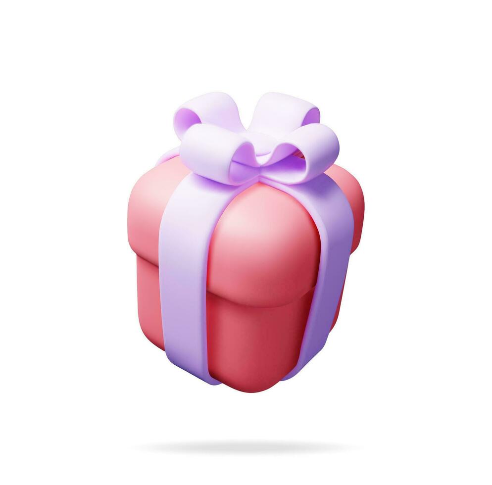 3d geschenk doos geïsoleerd Aan wit. geven kleurrijk verpakt doos. kerstmis. nieuwe, jaar, uitverkoop, winkelen. Cadeau doos met bogen en linten. giftbox voor valentijn, verjaardag en vakantie. vector illustratie