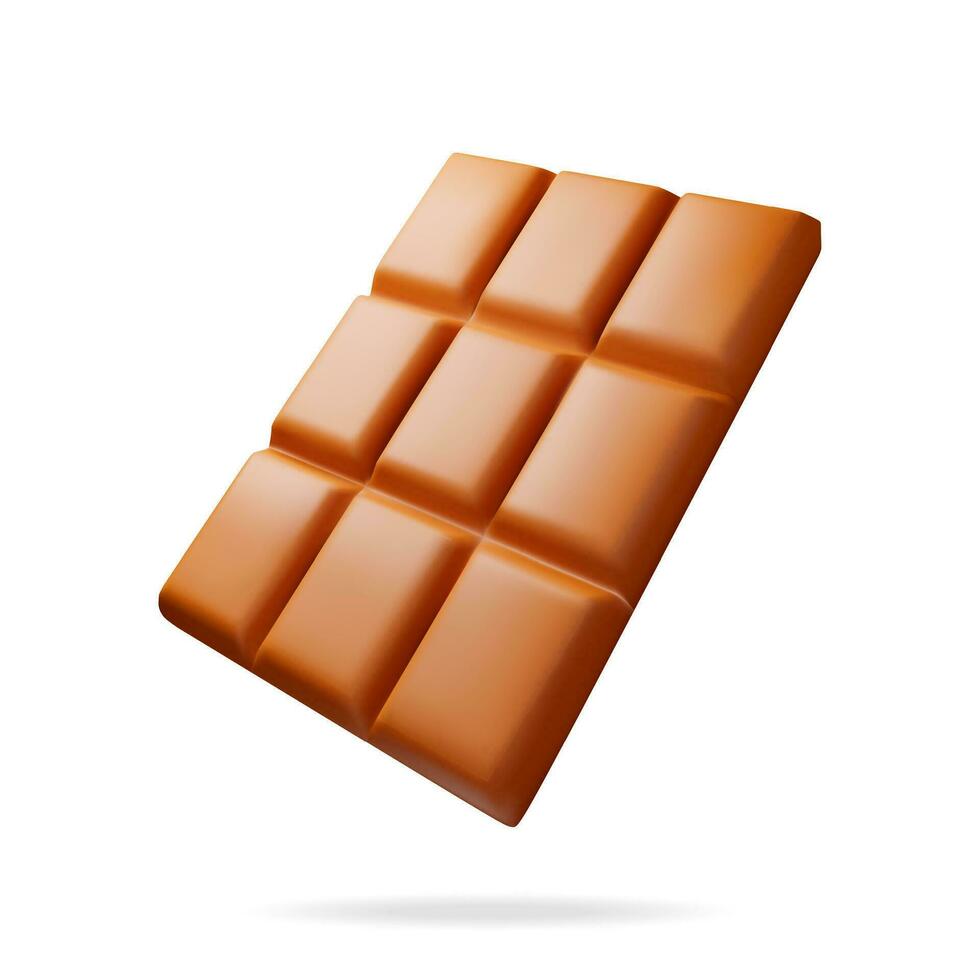 3d melk chocola kaal geïsoleerd Aan wit. geven bruin chocola deel. zoet heerlijk snoep Product. cacao smakelijk nagerecht. realistisch vector illustratie