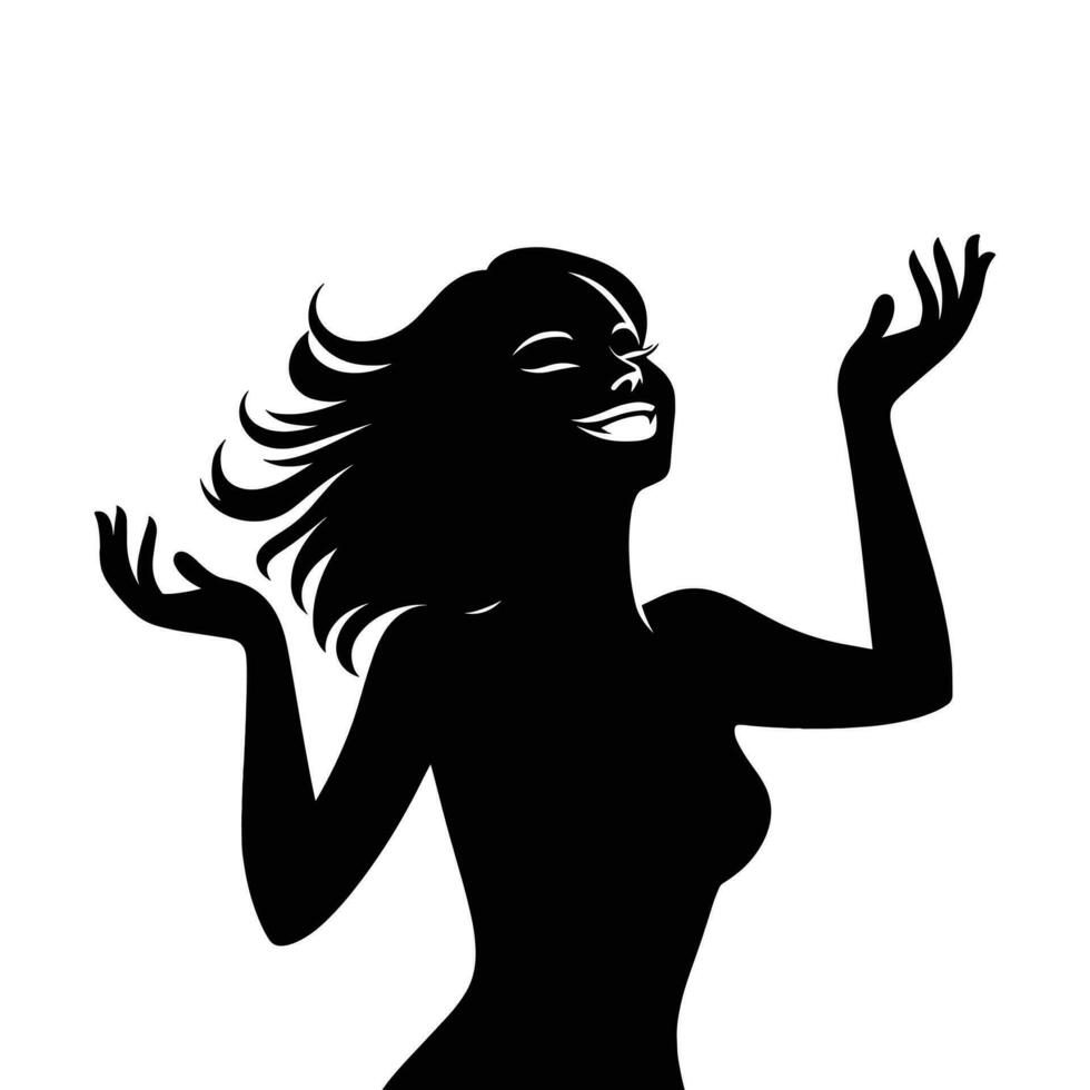 silhouet van een gelukkig vrouw vector