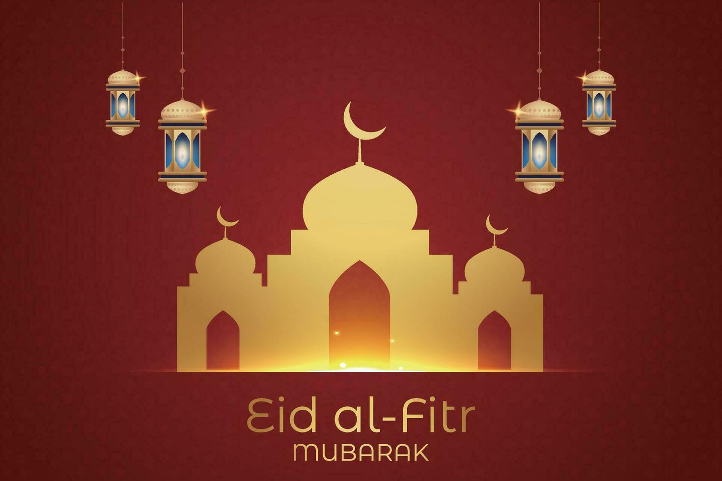 Ramadan eid mubarak groet kaart met moskee silhouet vrij vector illustratie