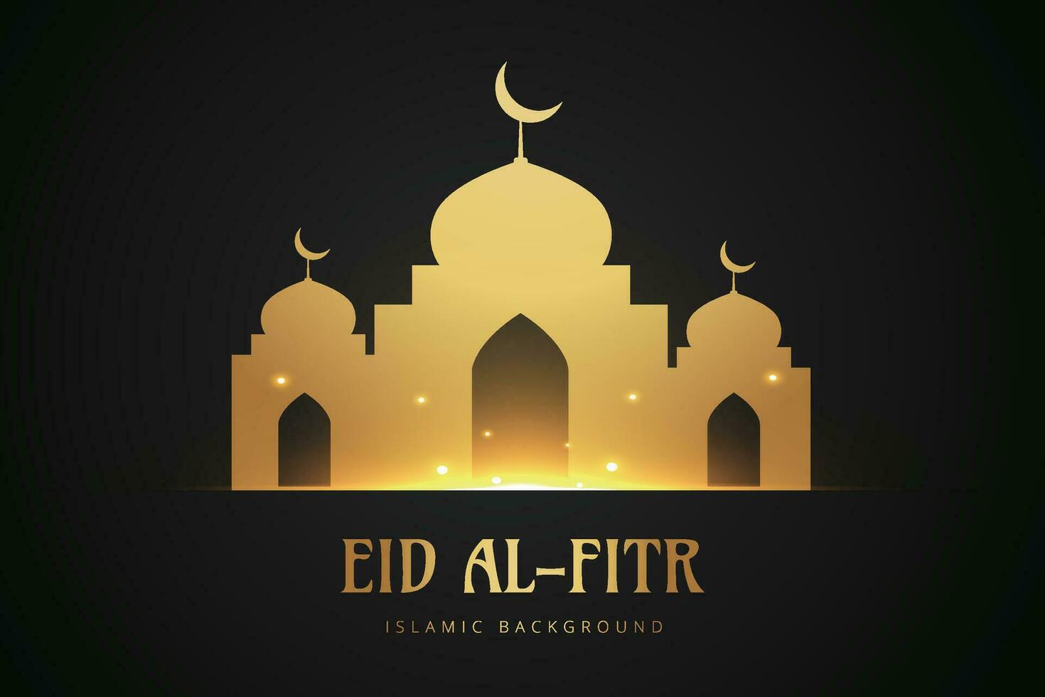 Ramadan eid mubarak groet kaart met moskee silhouet vrij vector illustratie