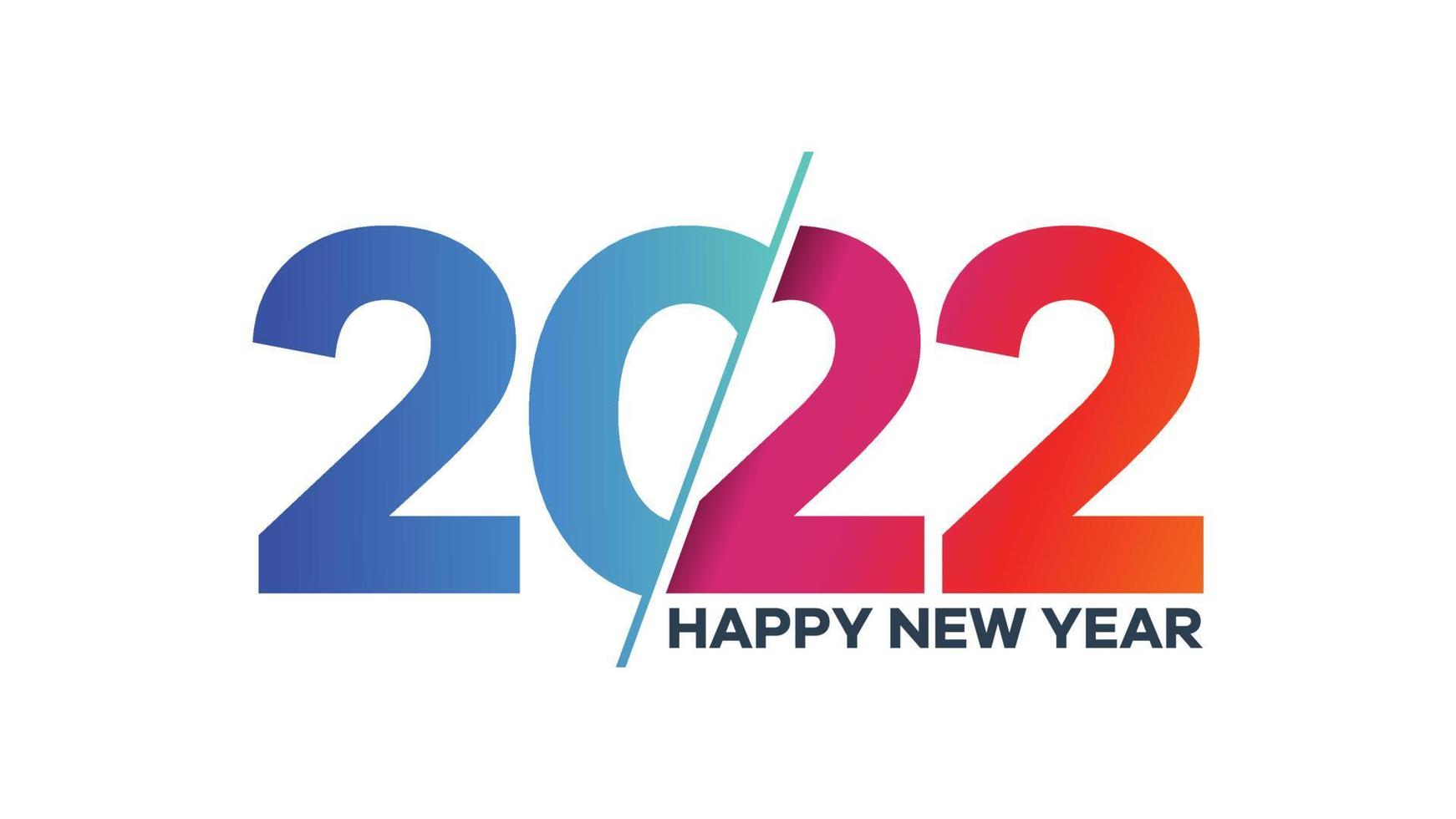 gelukkig nieuwjaar 2022 groeten met kleurrijke tekst vector