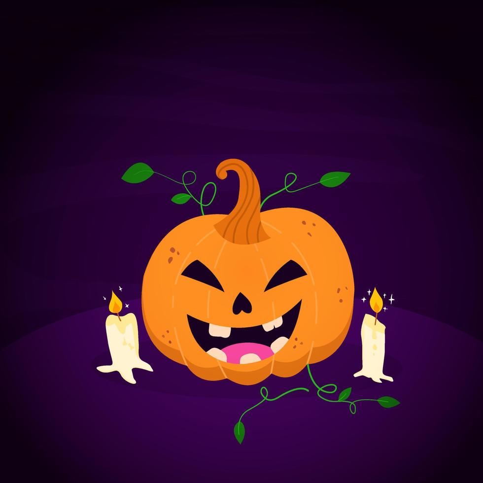 lachende pompoen. gelukkig halloween in schattige stijl vector