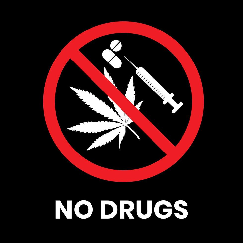 geen drugs veiligheidsteken sticker met inscriptie op geïsoleerde achtergrond vector