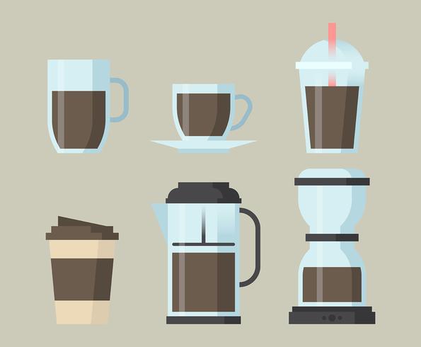 Koffie elementen Clipart Set vector