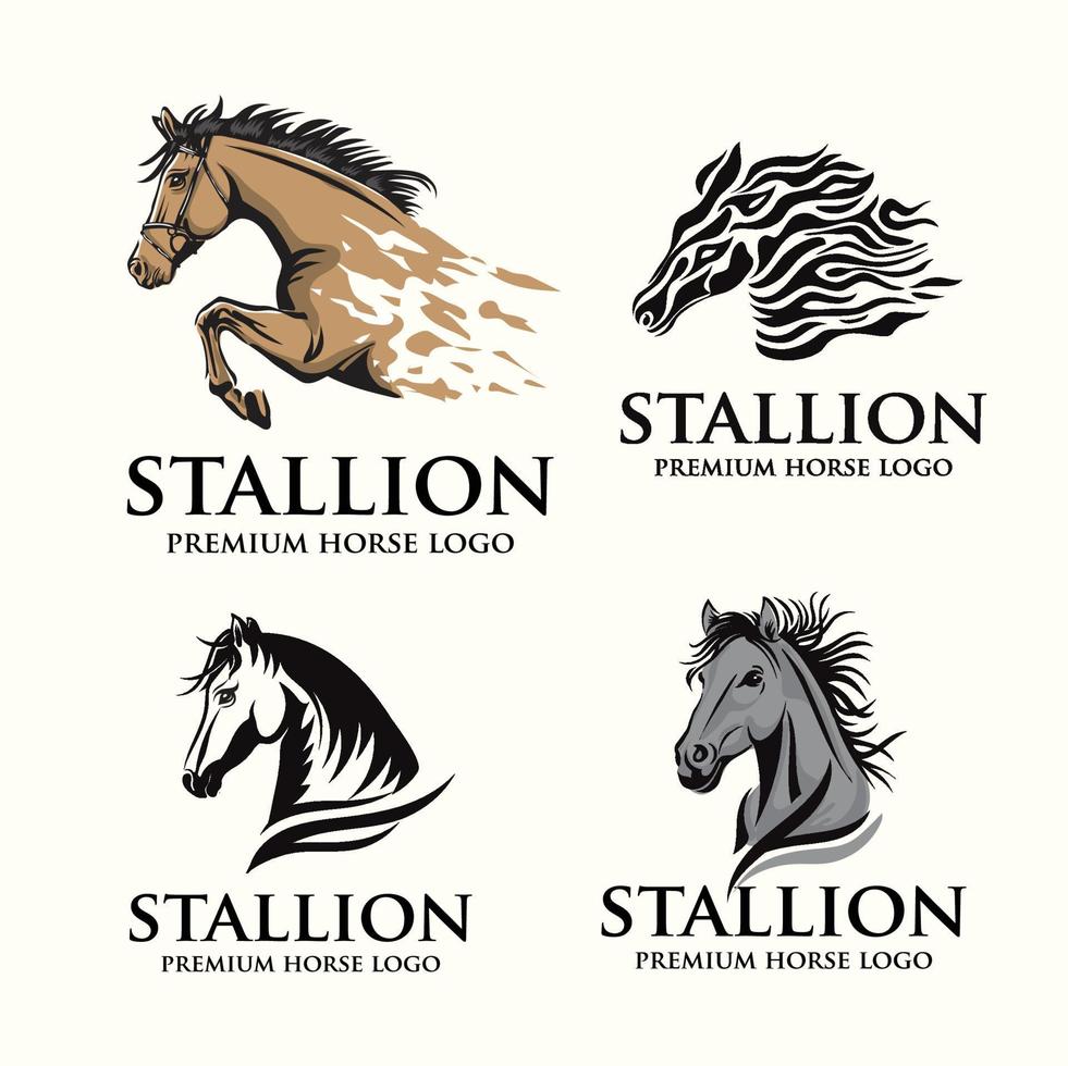 eenvoudig teken paardenhoofd sport logo vector collectie