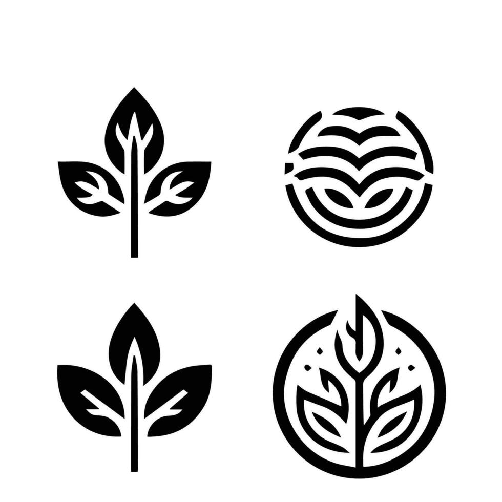 bladeren logo vector reeks geïsoleerd Aan wit achtergrond. divers vormen van bladeren van bomen en planten. elementen voor eco en bio logo's.