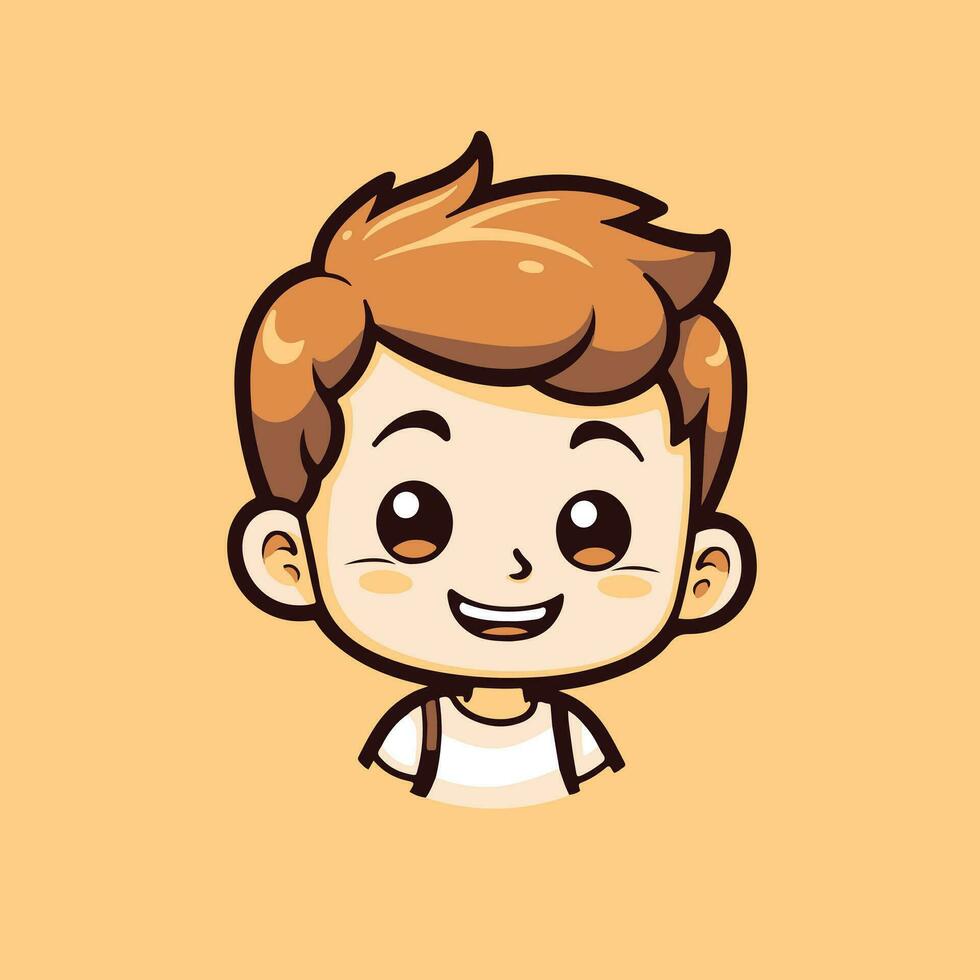 ai gegenereerd schattig weinig jongen met glimlach icoon illustratie avatar van schattig knap jongen tekenfilm stijl vector