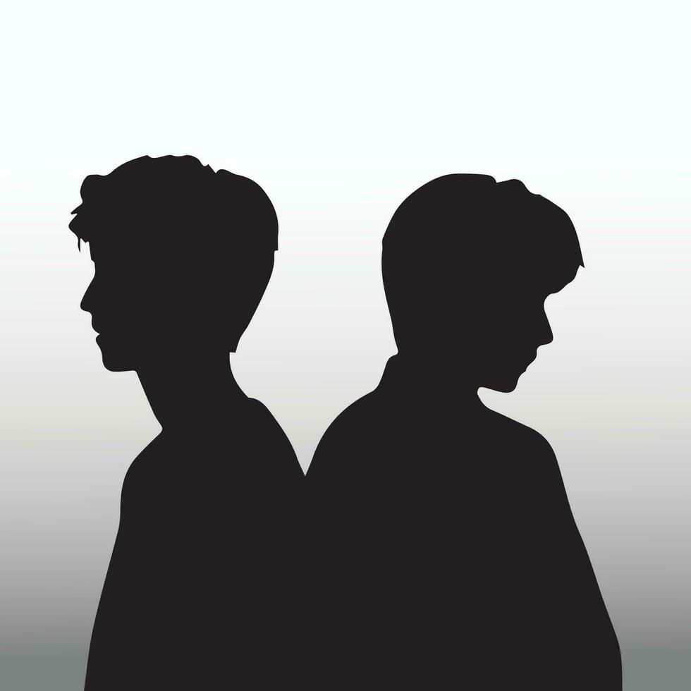 jong verdrietig Mens silhouet vector