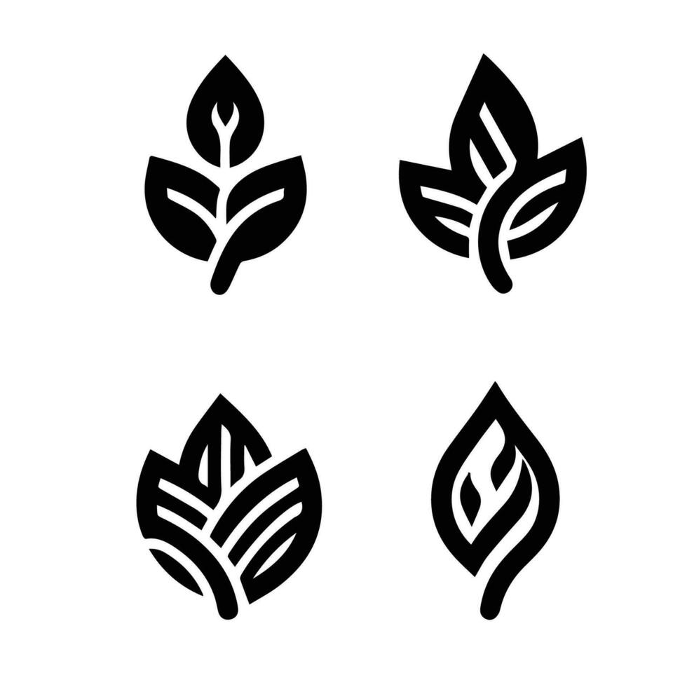 bladeren logo vector reeks geïsoleerd Aan wit achtergrond. divers vormen van bladeren van bomen en planten. elementen voor eco en bio logo's.