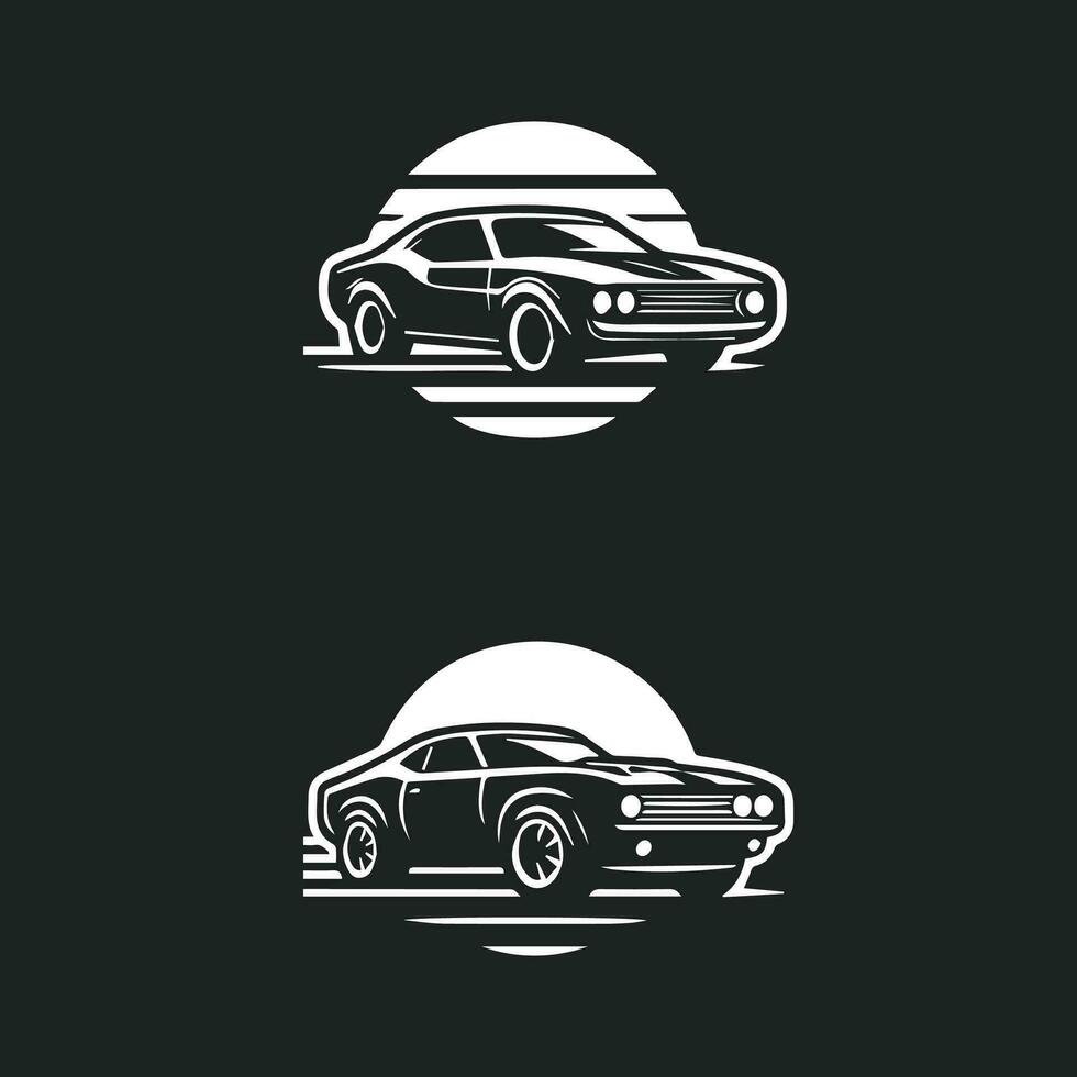 sport- auto logo icoon. motor voertuig silhouet emblemen. auto garage handel merk identiteit ontwerp elementen. vector illustraties.