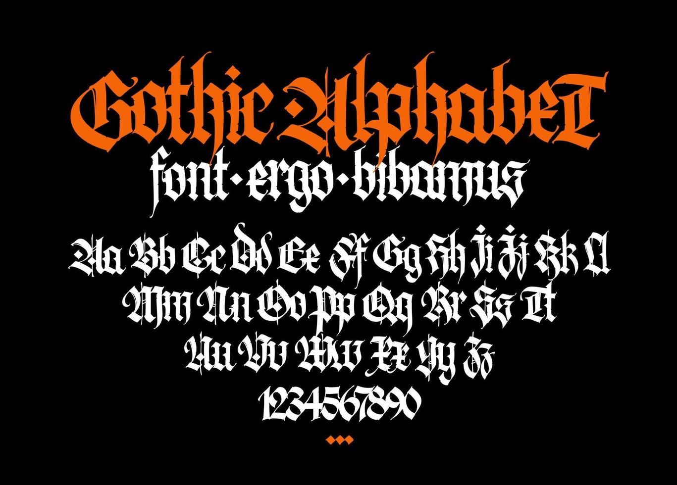 gotisch. hoofdletters en kleine letters op een zwarte achtergrond vector