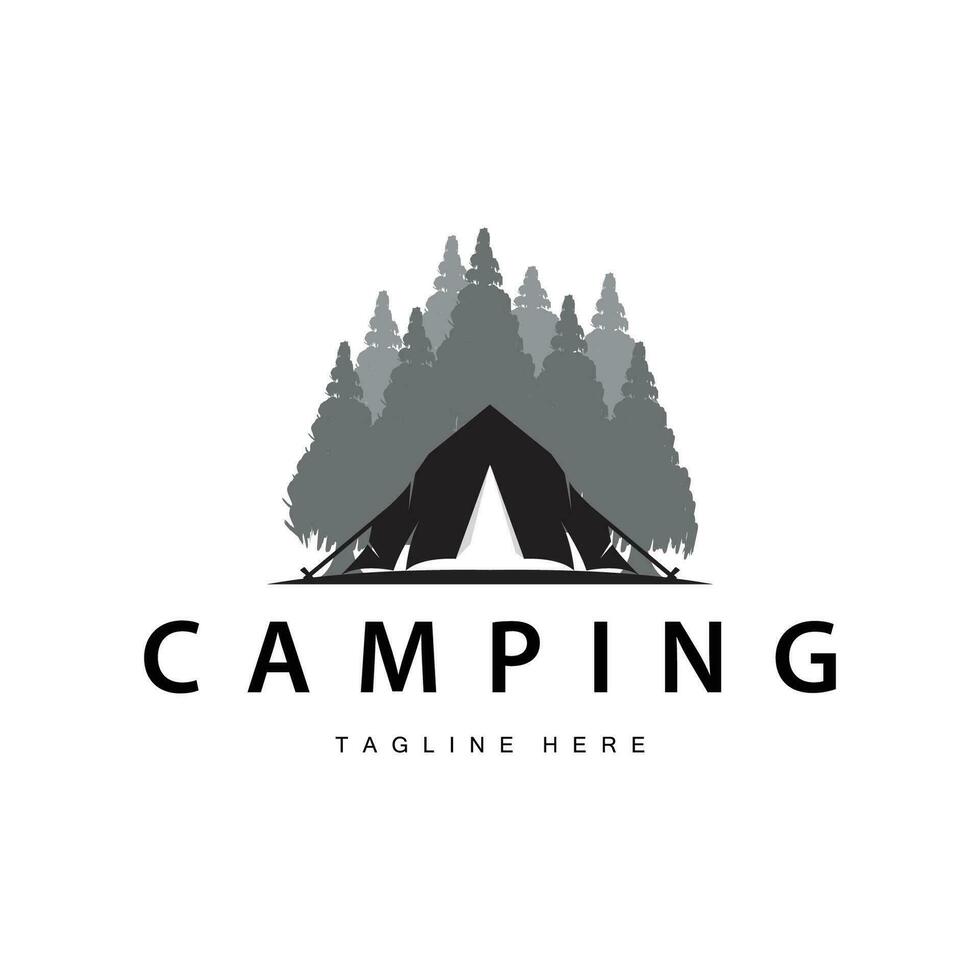 gemakkelijk vector buitenshuis camping logo, wild avontuur sjabloon met oud wijnoogst stijl