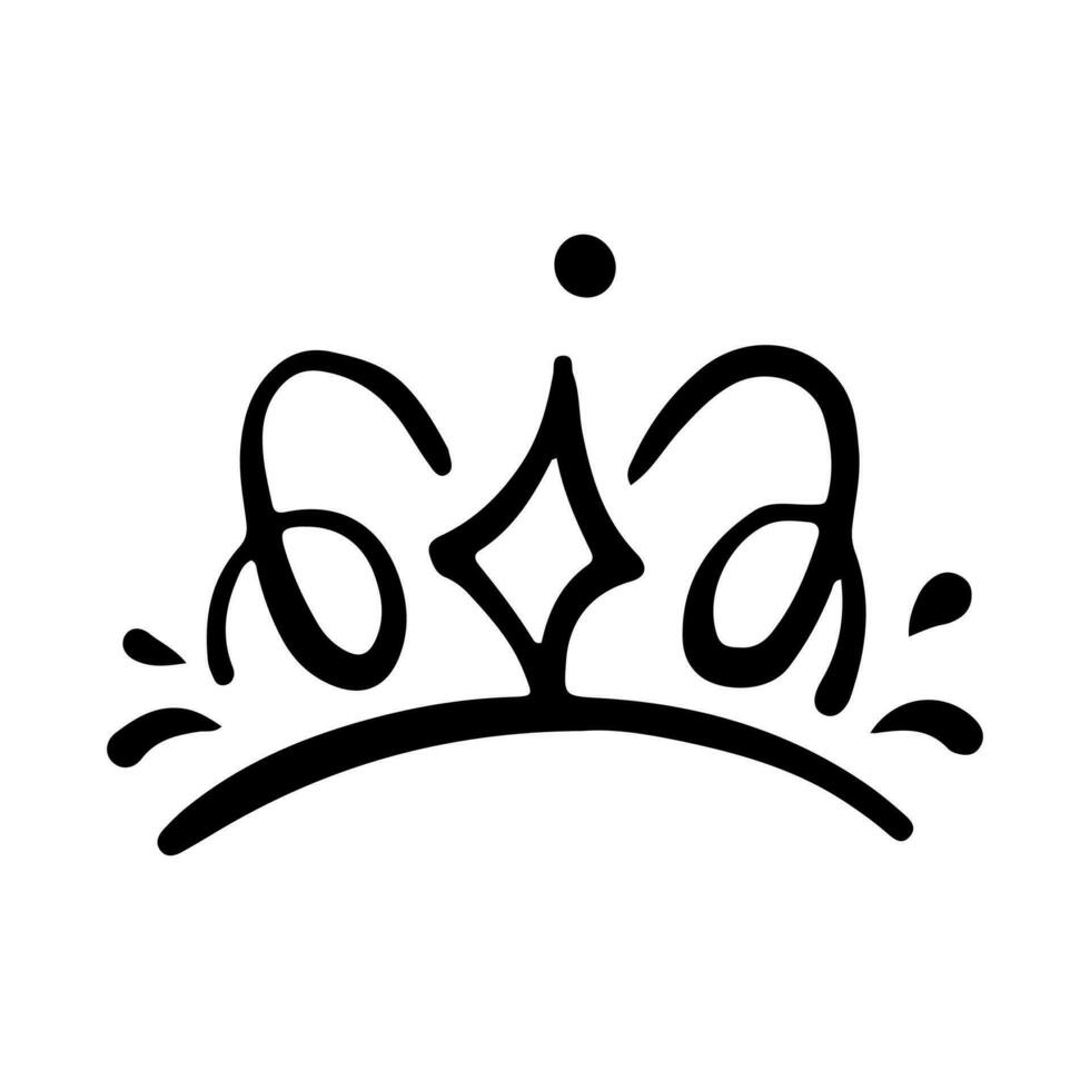 kroon icoon in hand- getrokken tekening stijl geïsoleerd Aan wit achtergrond. koning kroon schetsen, majestueus tiara, koning en koningin Koninklijk diademen vector. lijn kunst prins en prinses luxueus hoofd accessoires. vector