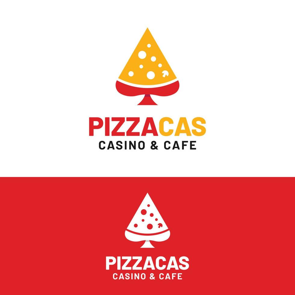 pizza casino poker aas logo ontwerpsjabloon vector