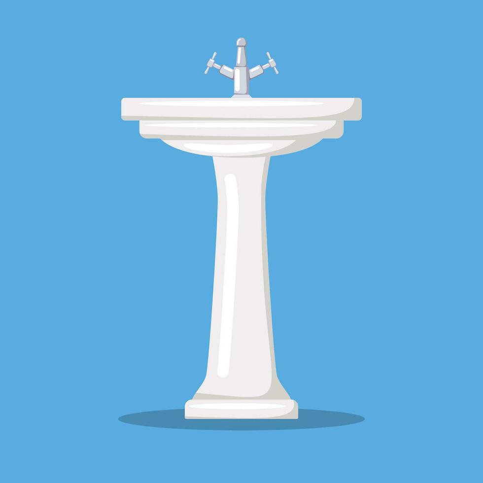 huis wasbak. meubilair voor toilet, badkamer en keuken. icoon keramisch wit wastafel met een tik. vector illustratie in vlak stijl