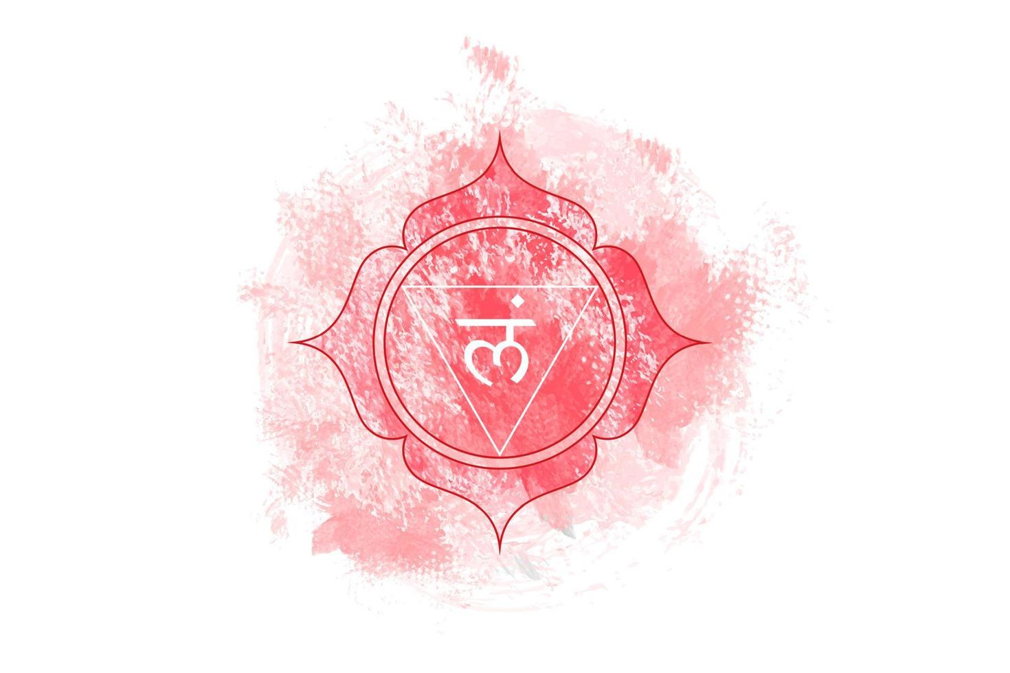 eerste chakra van muladhara, wortelchakra logo sjabloon in aquarel stijl. rode sacrale teken meditatie, yoga ronde mandala pictogram vector geïsoleerd op een witte achtergrond