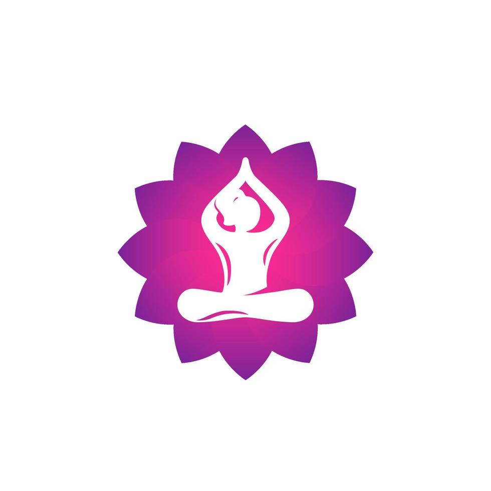 yoga-logo, meditatie, lotushouding, meisje mediteert vector