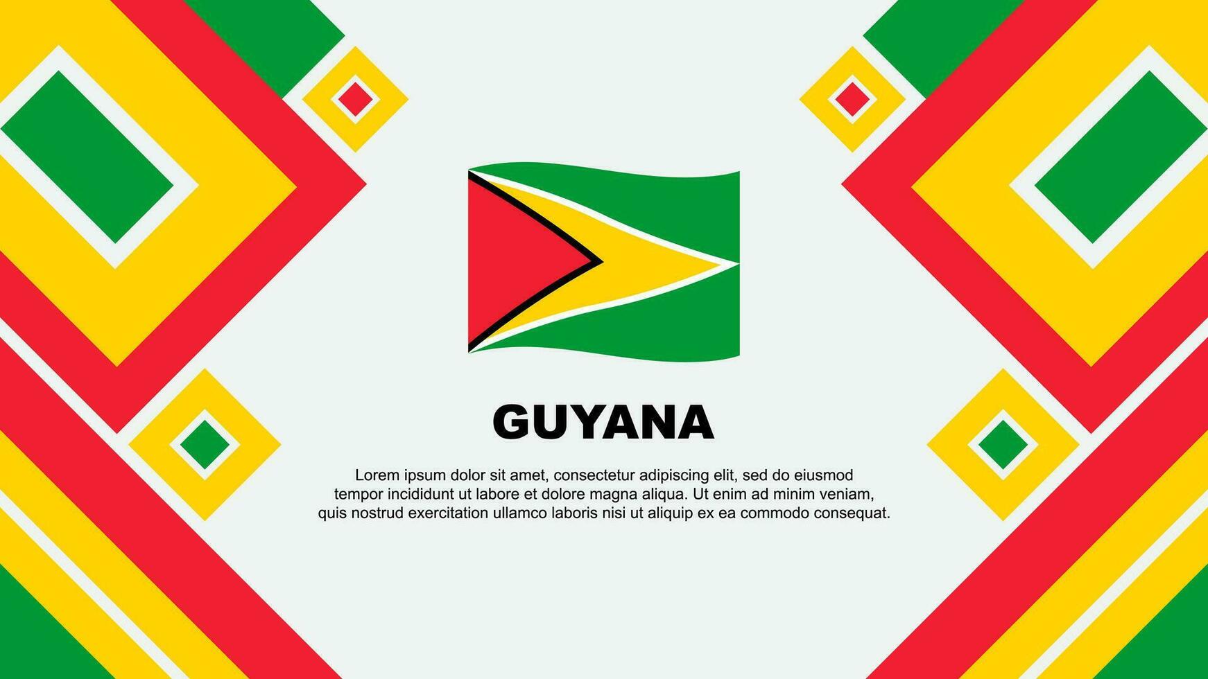 Guyana vlag abstract achtergrond ontwerp sjabloon. Guyana onafhankelijkheid dag banier behang vector illustratie. Guyana tekenfilm