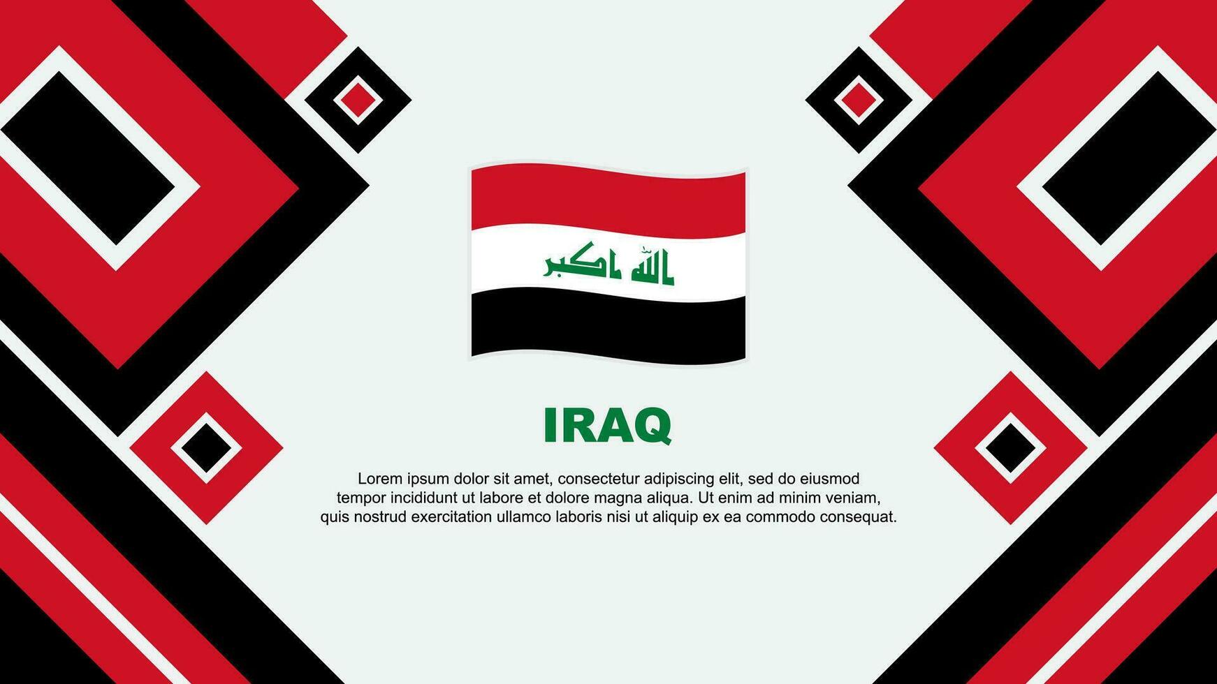 Irak vlag abstract achtergrond ontwerp sjabloon. Irak onafhankelijkheid dag banier behang vector illustratie. Irak tekenfilm