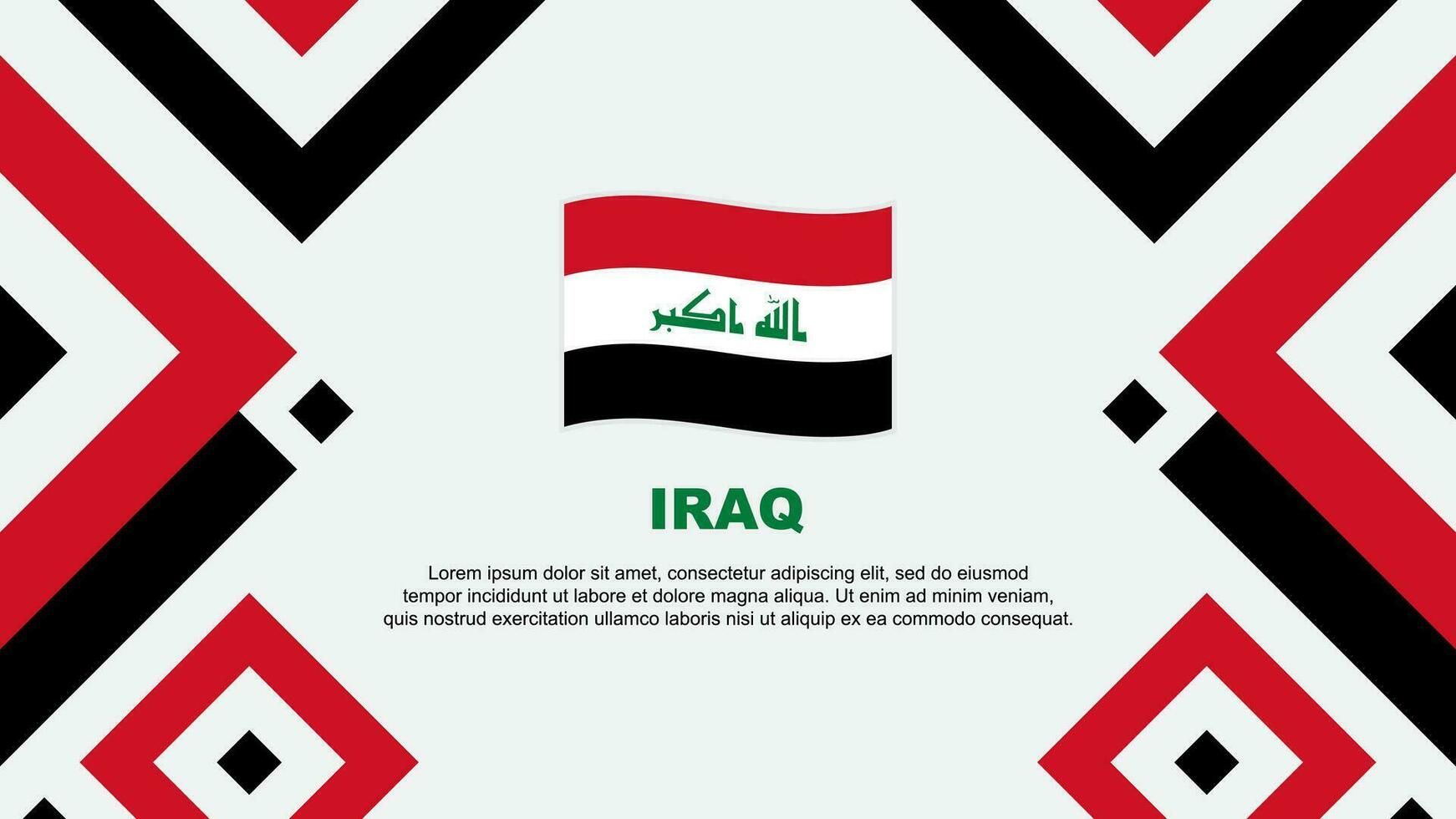 Irak vlag abstract achtergrond ontwerp sjabloon. Irak onafhankelijkheid dag banier behang vector illustratie. Irak sjabloon