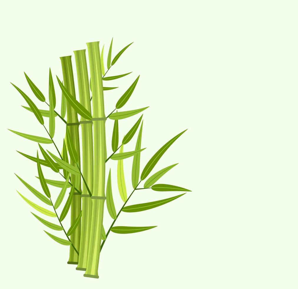 vector groen bamboe stengels en bladeren geïsoleerd Aan wit achtergrond met kopiëren ruimte. vector illustratie in vlak stijl