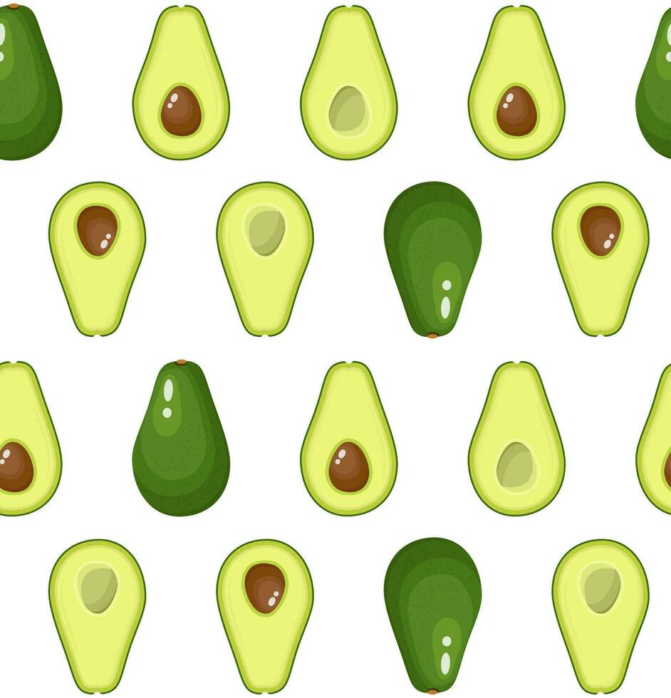 avocado patroon naadloos met sappig en smakelijk fruit . vers avocado's patroon. vector illustratie in vlak stijl