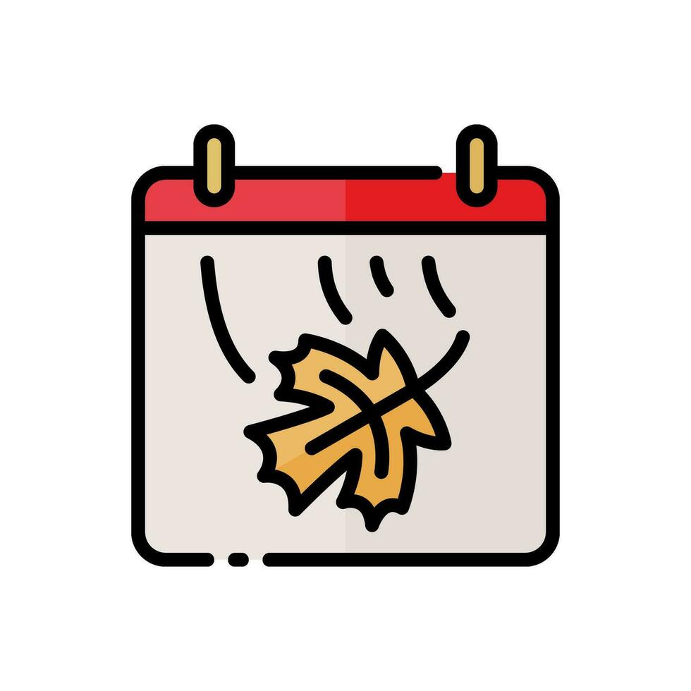 vector herfst kalender icoon in gemakkelijk gekleurde schets stijl