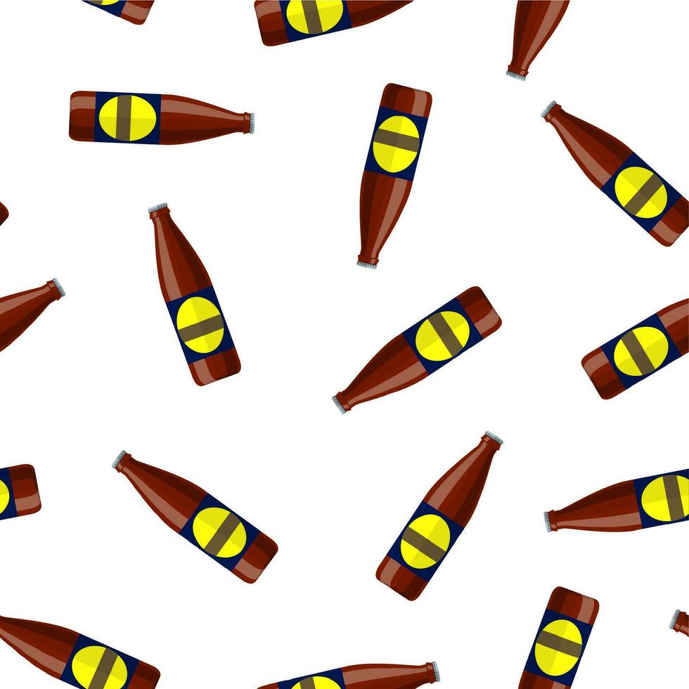 lager fles bier naadloos herhaling patroon geïsoleerd Aan achtergrond. vector illustratie in vlak stijl