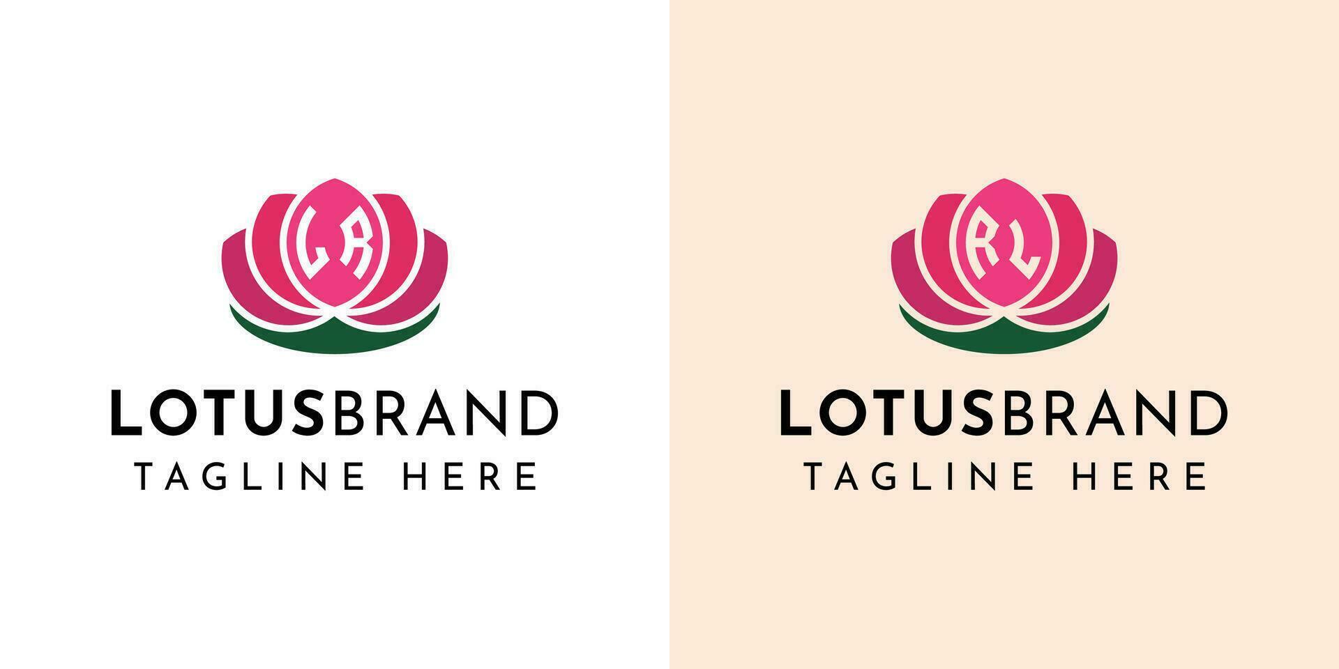 brief lr en rl lotus logo set, geschikt voor bedrijf verwant naar lotus bloemen met lr of rl initialen. vector