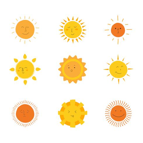 Sun Clipart Set Vector-collectie vector