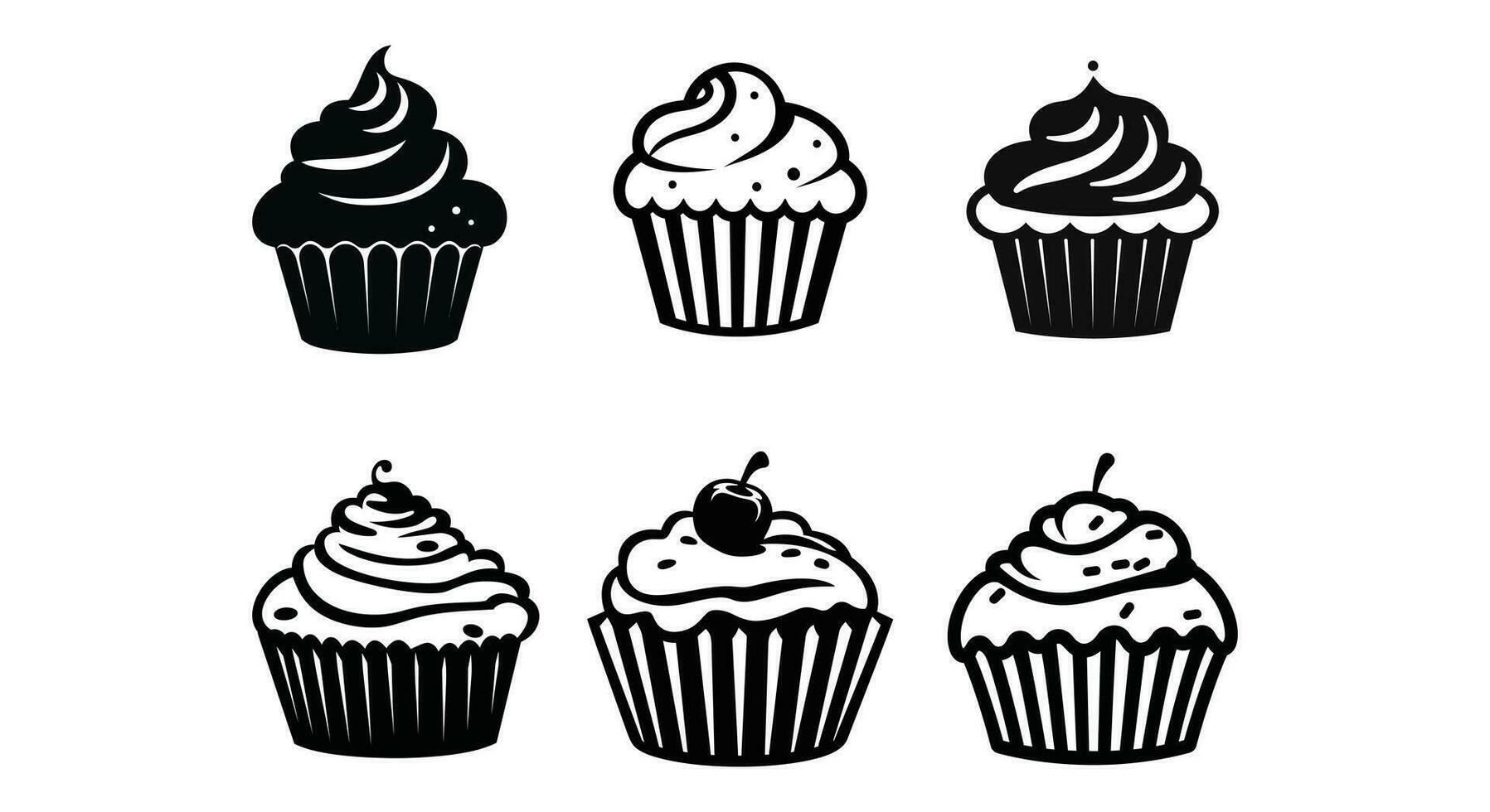 heerlijk muffin silhouetten pak vector