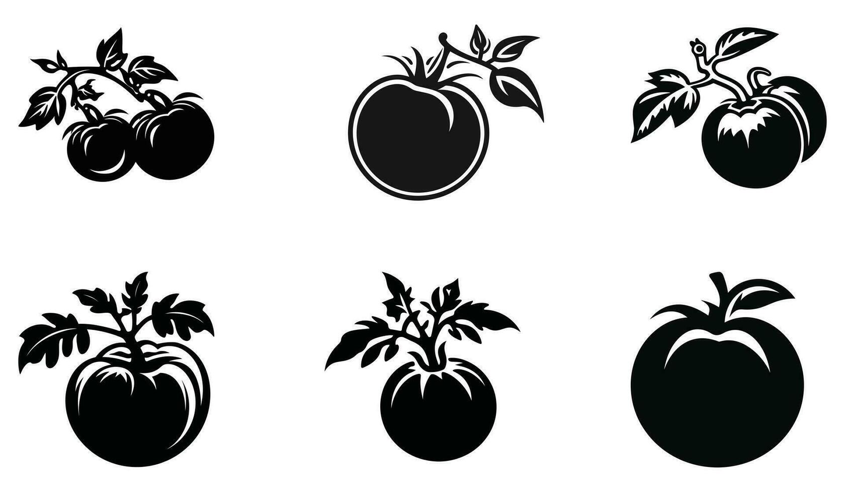 tomaat silhouetten voor culinaire kunst vector