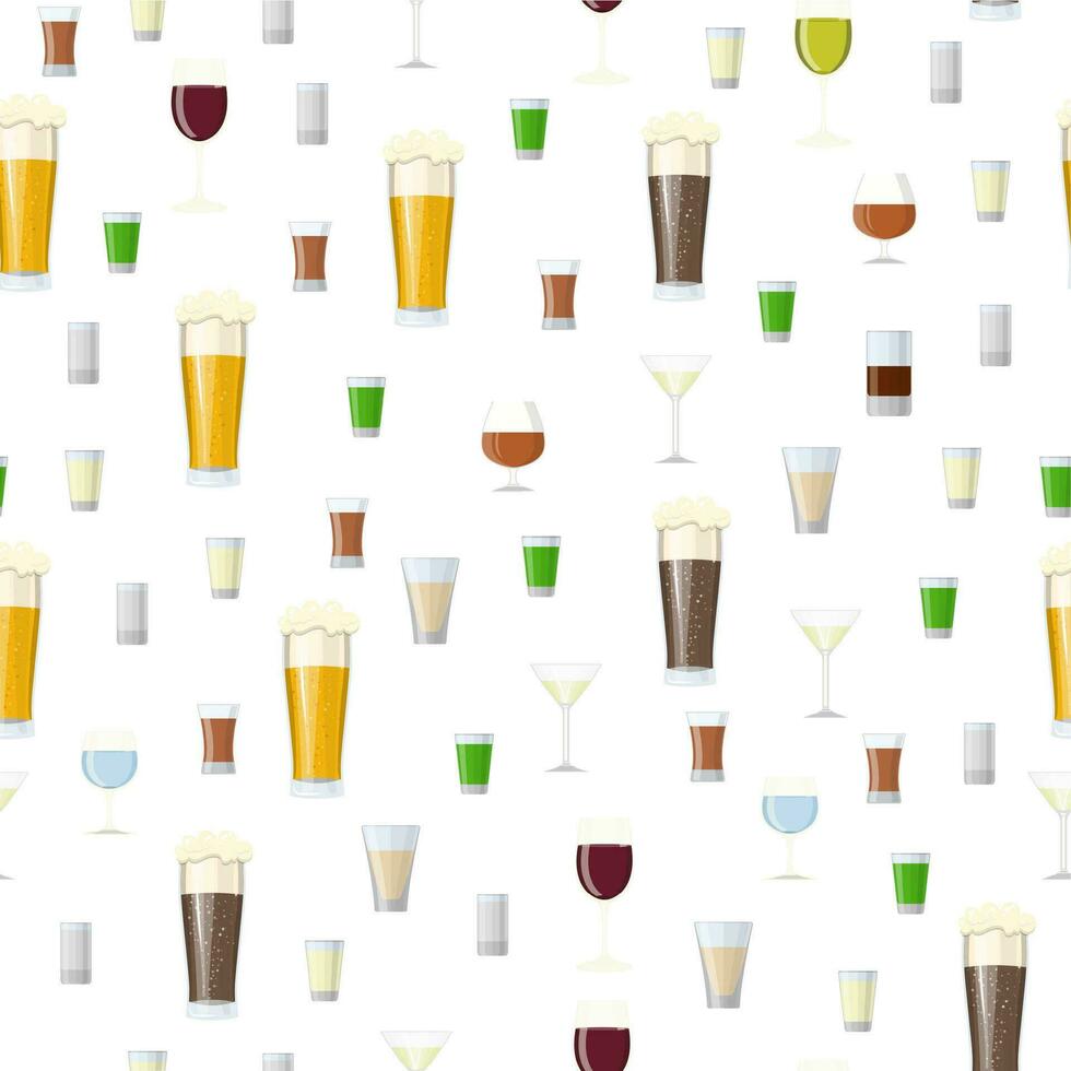 naadloos patroon achtergrond met alcoholisch drankjes bril. vector illustratie in vlak stijl