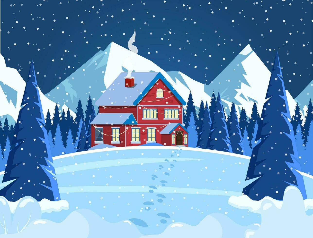 nieuw jaar en Kerstmis winter landschap achtergrond. concept voor groet of post- kaart. vrolijk Kerstmis vakantie. nieuw jaar en Kerstmis viering. vector illustratie