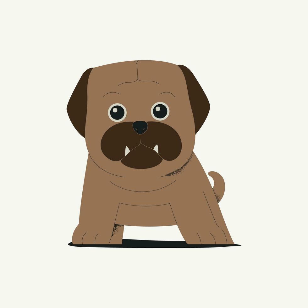 schattig mopshond hond vector illustratie. schattig tekenfilm hond.