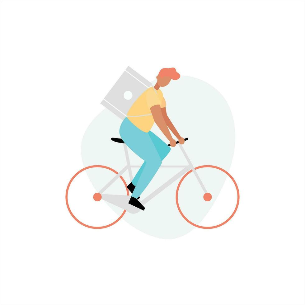 fietser met doos vlak kleur icoon Aan wit achtergrond voor web ontwerp vector