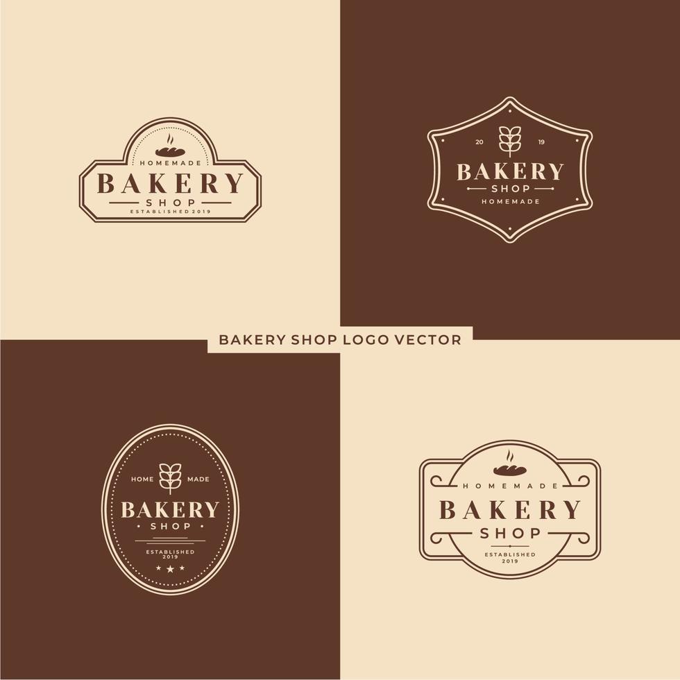 vintage bakkerij winkel logo set vector