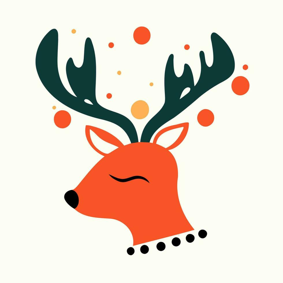 hert hoofd. vrolijk Kerstmis en gelukkig nieuw jaar. vector illustratie