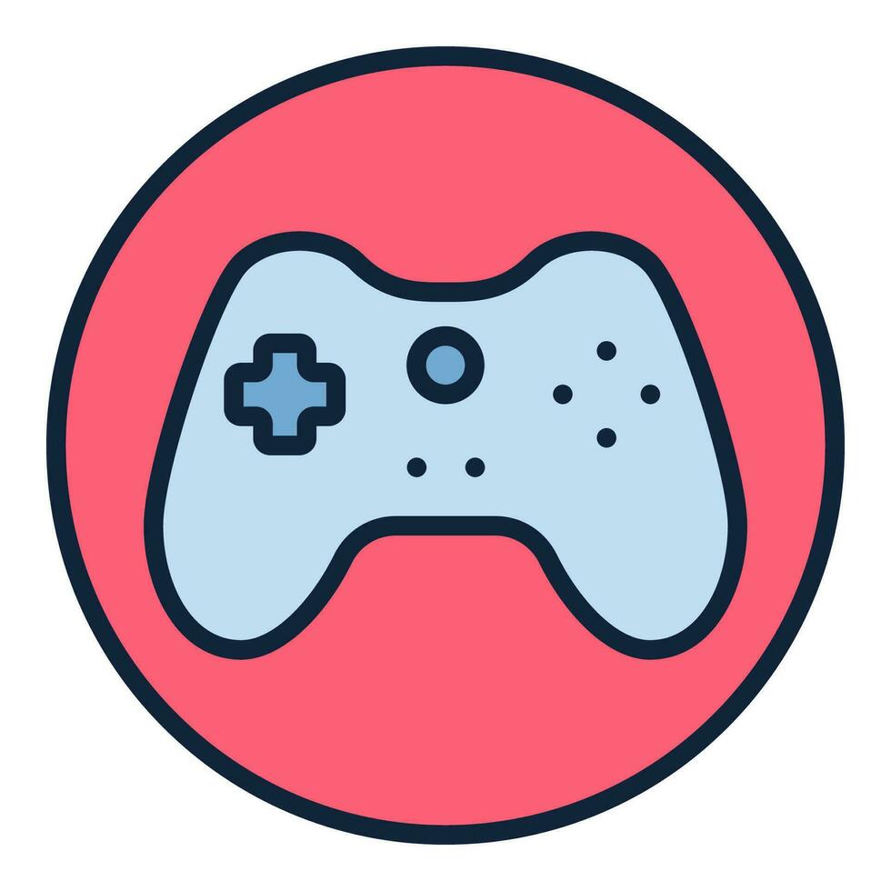 rood cirkel met spel controleur vector gamepad gekleurde icoon of teken
